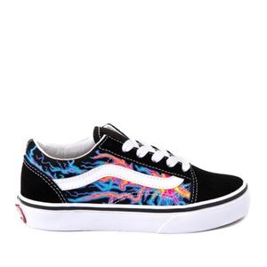 Used Vans Old Skool Skate Shoe - Little Kid - Black / Electric Flames